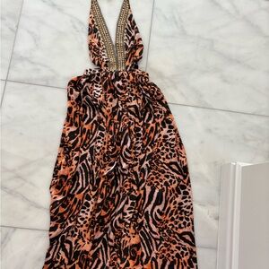Animal Print Halter Maxi Dress